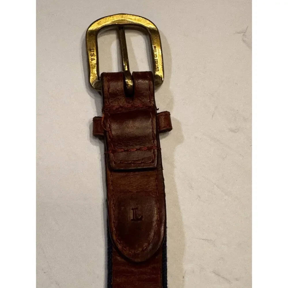 Youth Smathers & Branson Large Hand Crafted Needlepoint Belt Kids Boys Blue Golf